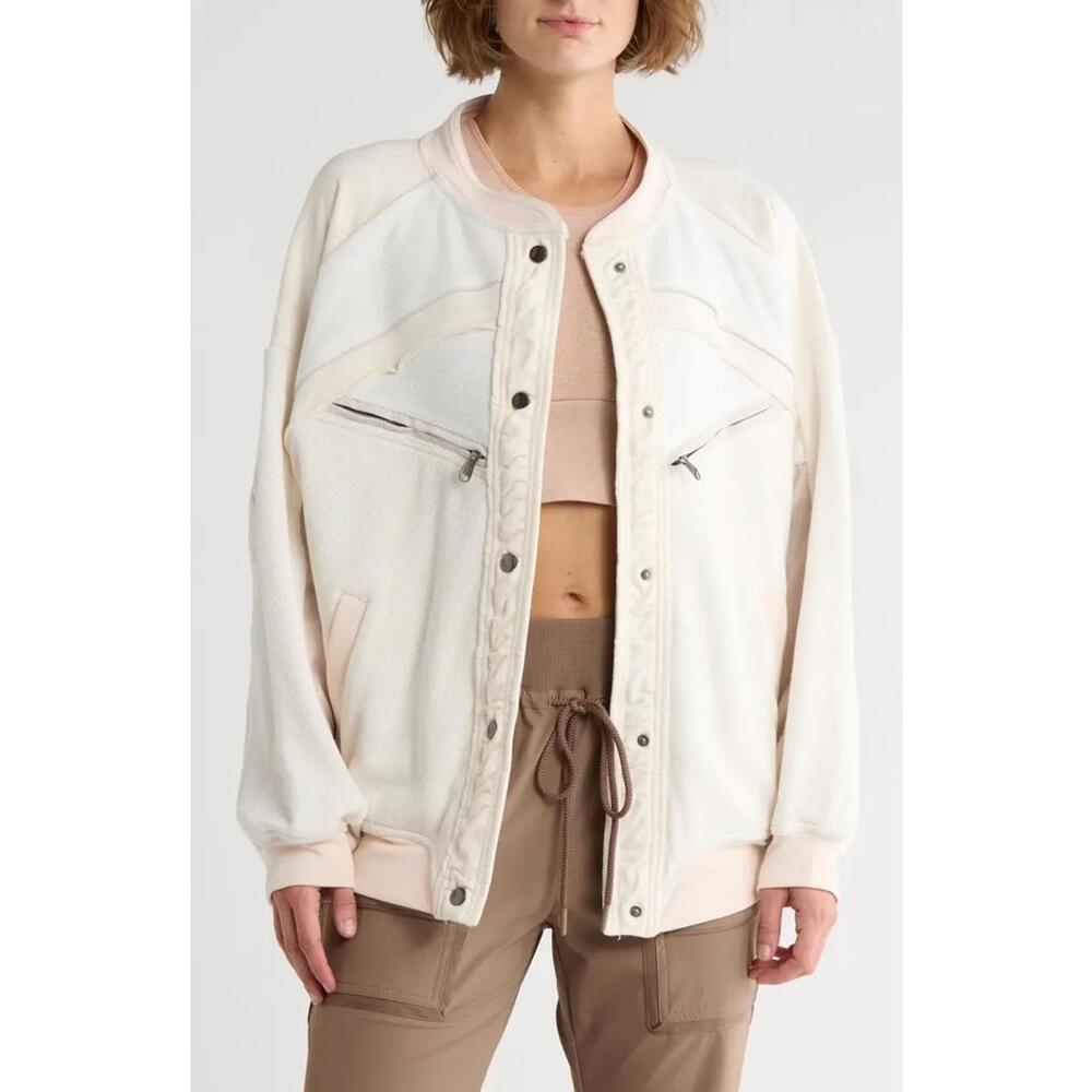 NWT! Free People Extra Winnings Bomber Jacket Ivory Size Medium